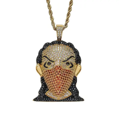 Diamond Encrusted Mask Pendant Necklace