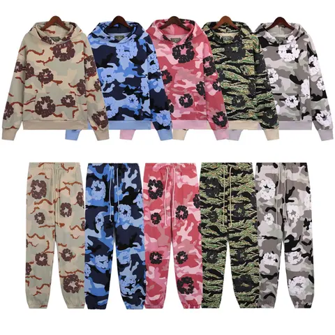 Camouflage Print Hoodie and Jogger Set