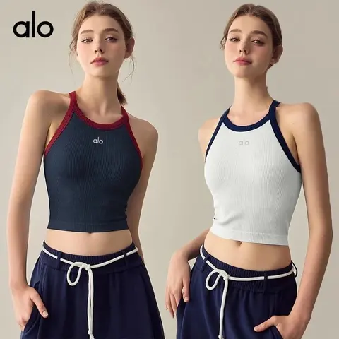 alo Ribbed Halter Crop Top