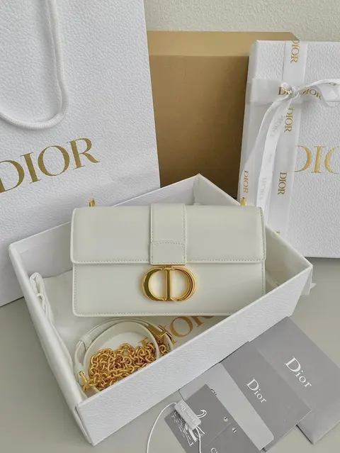 Dior White Leather Bag with Gold Hardware
