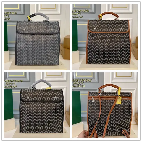 Goyard Monogram Canvas Tote Bag with Leather Trim