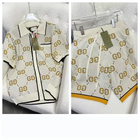 Gucci GG Monogram Knit Shirt and Shorts Set