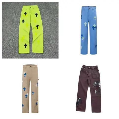 Cross Embroidered Pants Collection