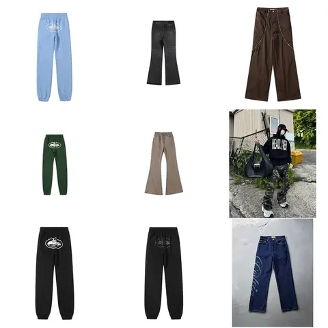 Collection of Streetwear Pants Including Sweatpants, Cargo, and Denim Styles