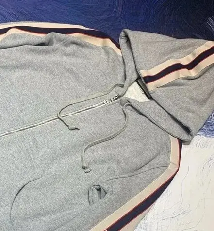 Gray Hoodie with Color-Blocked Trim