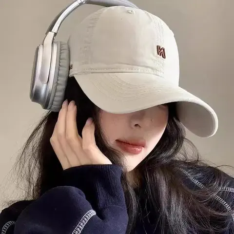 Beige Baseball Cap with Brown Logo