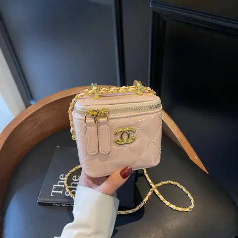 Chanel Pink Quilted Mini Bag with Gold Chain