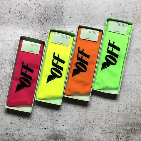 OFF-WHITE Fluorescent Four-Color Nylon Athletic Socks