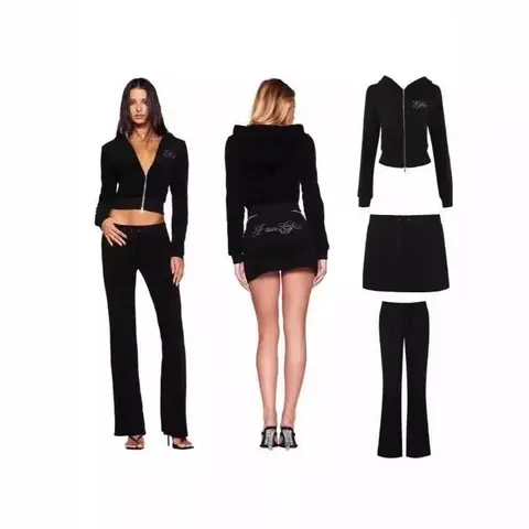 I am Gia Black Hooded Crop Top & Pants Set