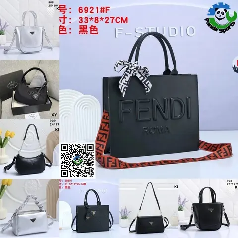 FENDI Roma Tote Bag with FF Strap and Bow Detail