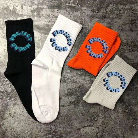 Original 3D Letter Logo Cotton Mid-Calf Socks for Men and Women