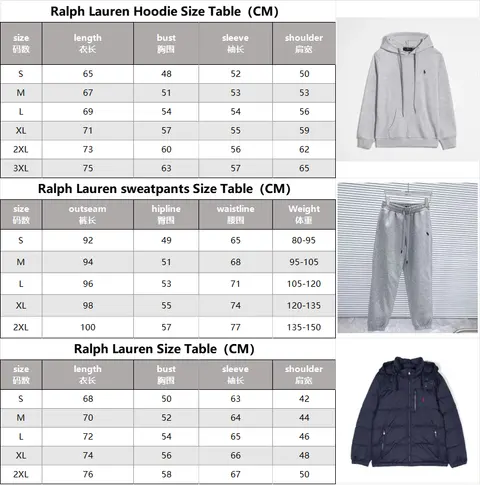 Ralph Lauren Hoodie, Sweatpants, and Puffer Jacket Collection