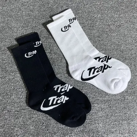 Trap Brand Logo Socks - Black and White