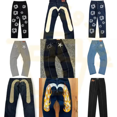 Collection of Custom Denim Jeans with Embroidered and Patch Designs