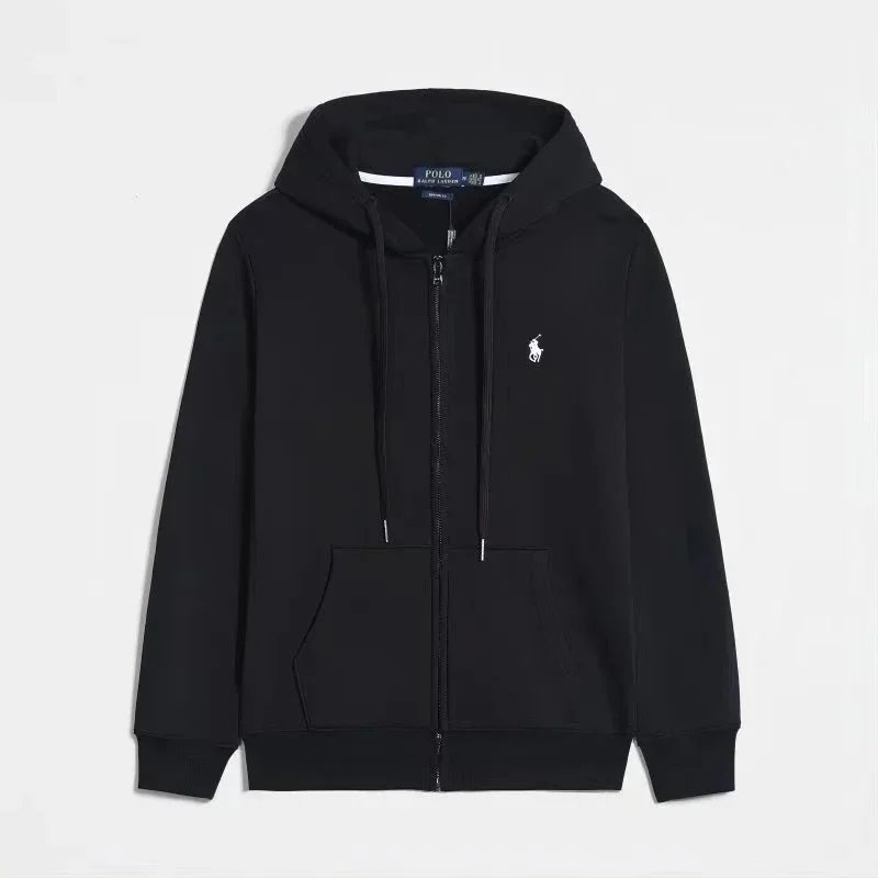 黑色白标拉链 hoodie