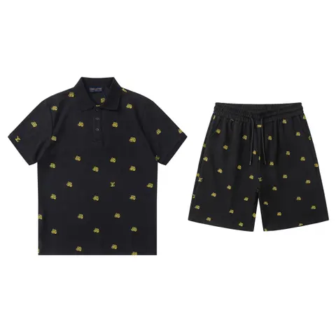 Louis Vuitton Monogram Print Polo Shirt and Shorts Set