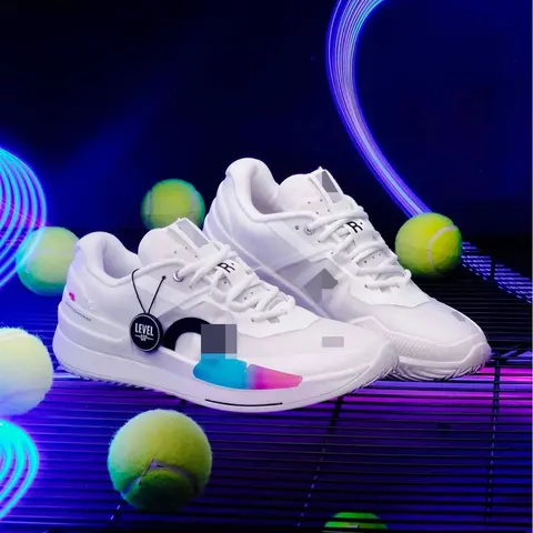Level Up Tennis Shoes White with Colorful Accents