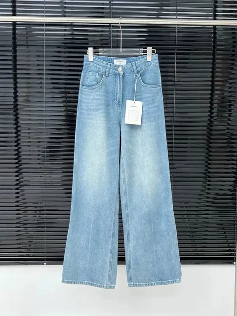 Chanel Light Blue Wide Leg Jeans