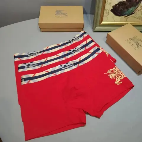 Burberry Red Boxer Briefs with Equestrian Knight Logo