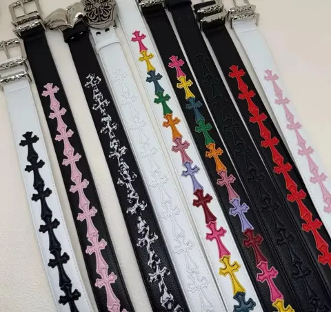 Cross Pattern Leather Belts Collection
