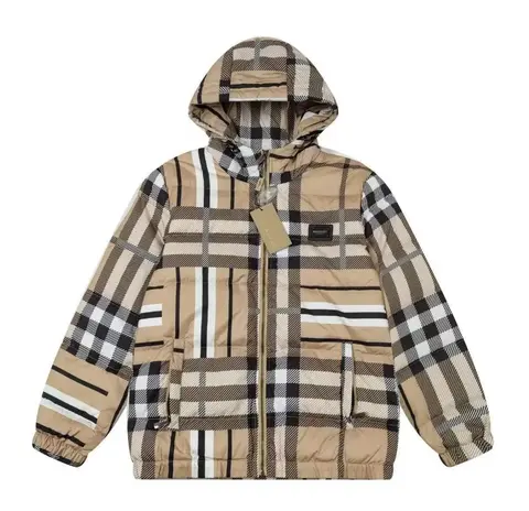 Burberry Check Pattern Hooded Puffer Jacket