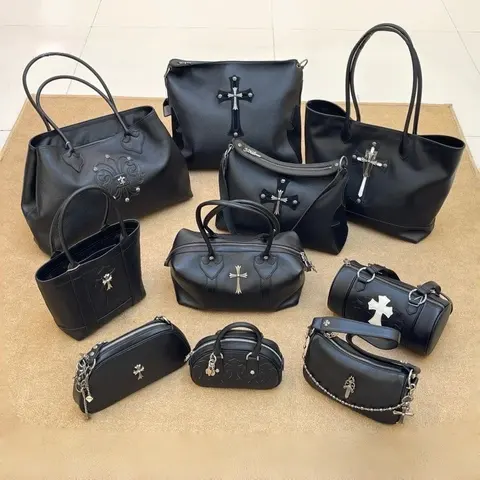 Chrome Hearts Black Leather Handbag Collection