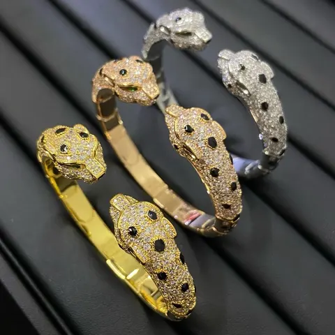 Panther Head Cuff Bracelets in Gold and Silver