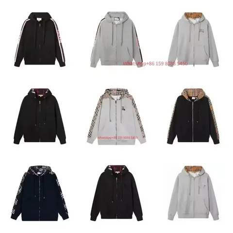 Burberry Check Pattern Hooded Zip-Up Sweatshirts Collection