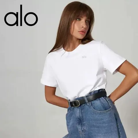 alo White Logo T-Shirt