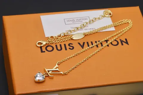 Louis Vuitton LV Initial Pendant Necklace with Crystal