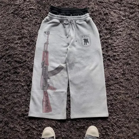 SOLRIM Gray Sweatpants with Rifle Print