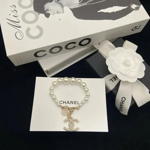 Chanel Pearl Bracelet with CC Logo Charm