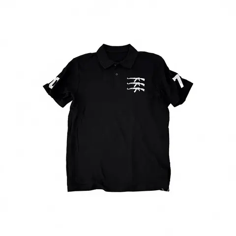 CONTARIFNED PRODUCT Black Polo Shirt with Rifle Graphic