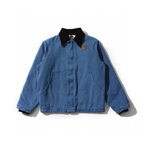 Blue Denim Jacket with Black Collar and Cuffs