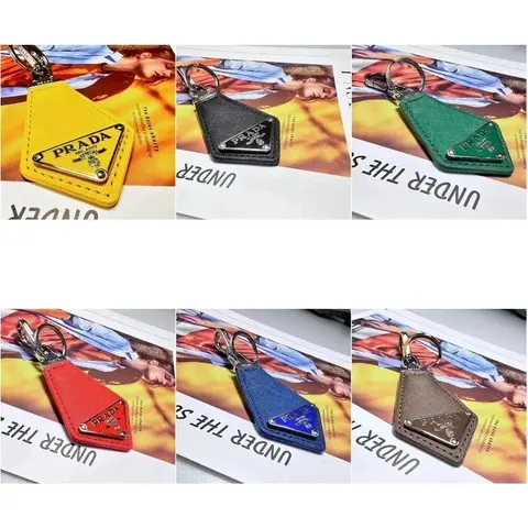 Prada Triangular Leather Keychain