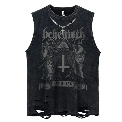Behemoth Satanism Distressed Sleeveless T-Shirt