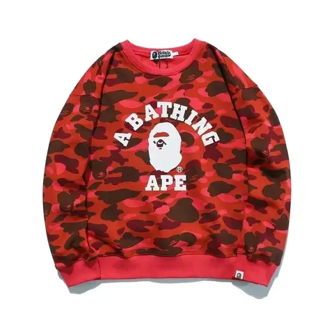 A Bathing Ape Red Camo Logo Sweatshirt