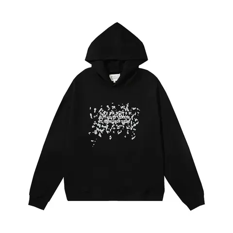 Black Hoodie with White Splatter Graphic