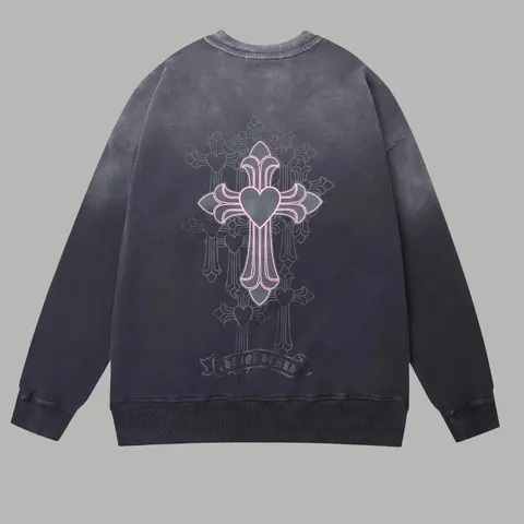Dark Gray Cross Heart Design Sweatshirt