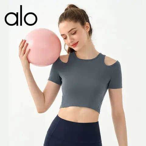 alo Cold Shoulder Crop Top