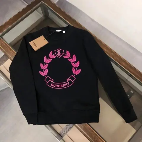 Burberry Black Sweatshirt with Pink Crest Logo