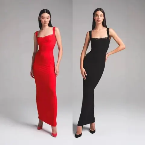 Soft Lounge Lace Modal Solid Color Slim-Fit Women's Slip Dress