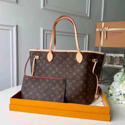 Louis Vuitton Neverfull Tote Bag with Pouch