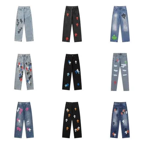 Cross Embroidered Denim Jeans Collection