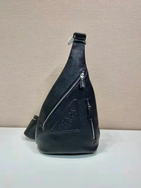 Prada Black Leather Triangular Sling Bag