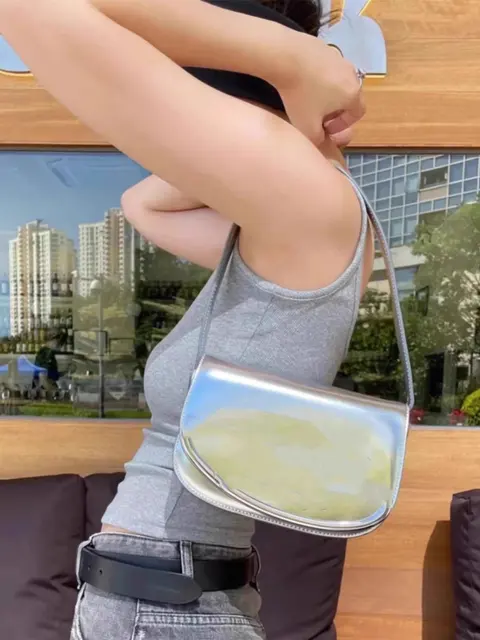 Silver Metallic Crossbody Bag