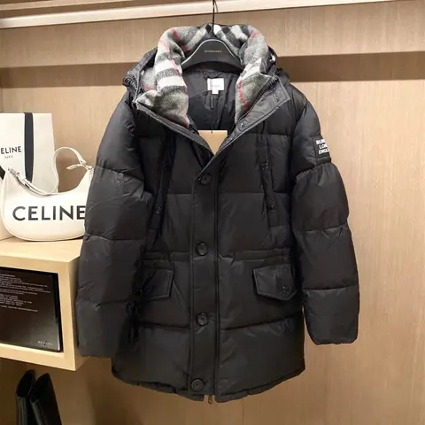 Burberry Black Puffer Coat with Check Lining