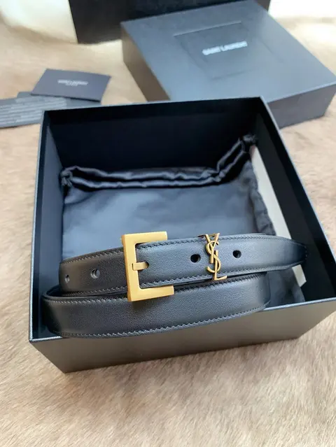 Saint Laurent Monogram Leather Belt