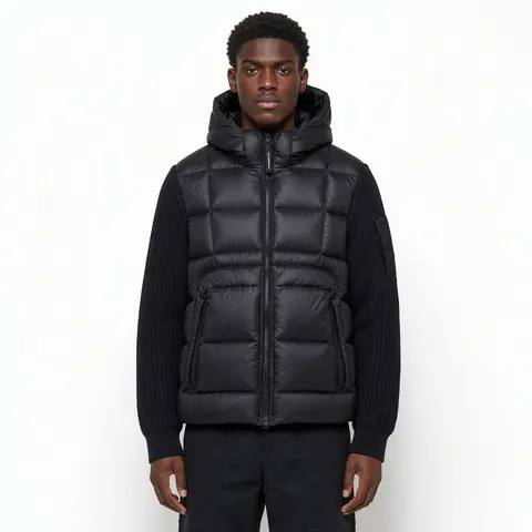 Moncler Black Quilted Hooded Vest
