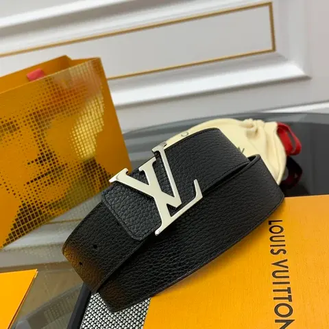 Louis Vuitton Black Leather Belt with LV Buckle
